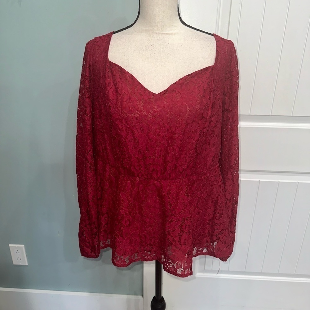 Torrid Lace Puff Sleeve Peplum blouse size 0 or Large - Picture 5 of 10